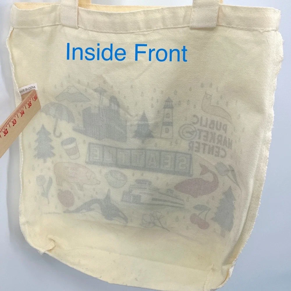 Astoria Gift Co Seattle Public Market Center Canvas Tote Bag Souvenir Cream